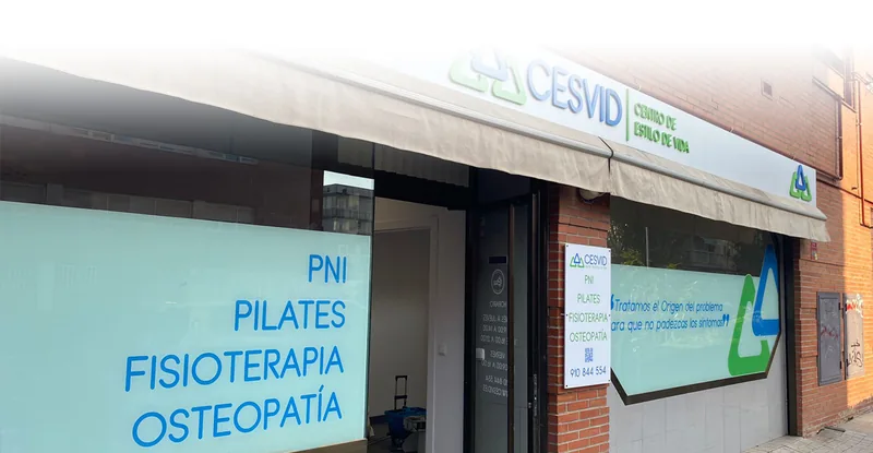 El escaparate de CESVID, con los cuatro servicios escritos en el cristal
